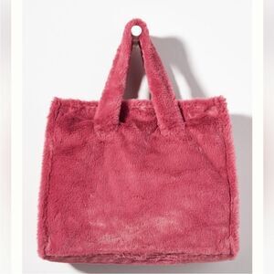 Anthropologie Rose Pink Cozy Faux Fur Tote Bag